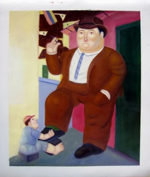 Bootblack Fernando Botero Peinture à l'huile